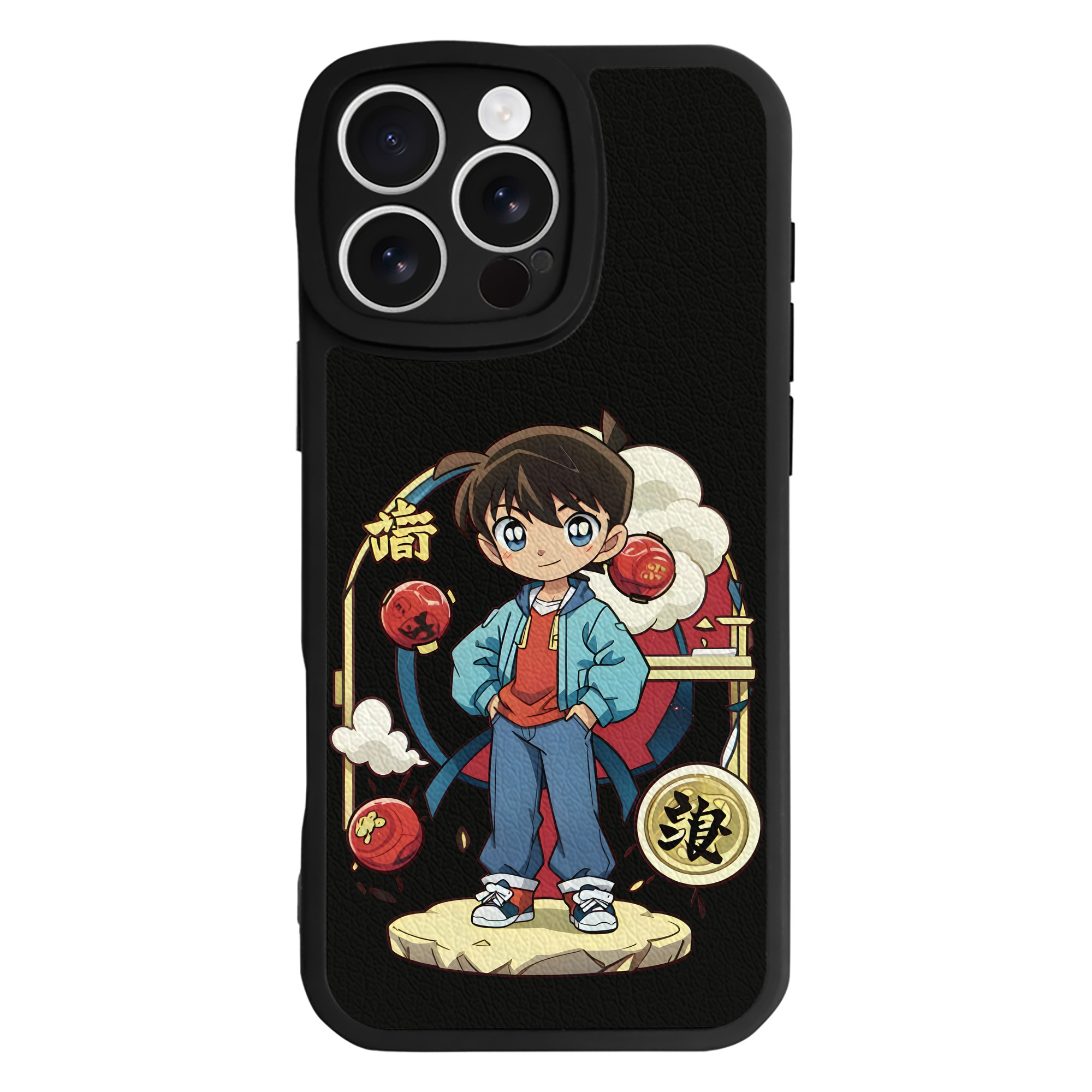 （画像用） 名探偵コナン 江戸川 コナン Detective Conan Conan Edogawa 【iPhone 16シリーズ対応】シリコンスマホケース（レザー調） 材質：シリコン